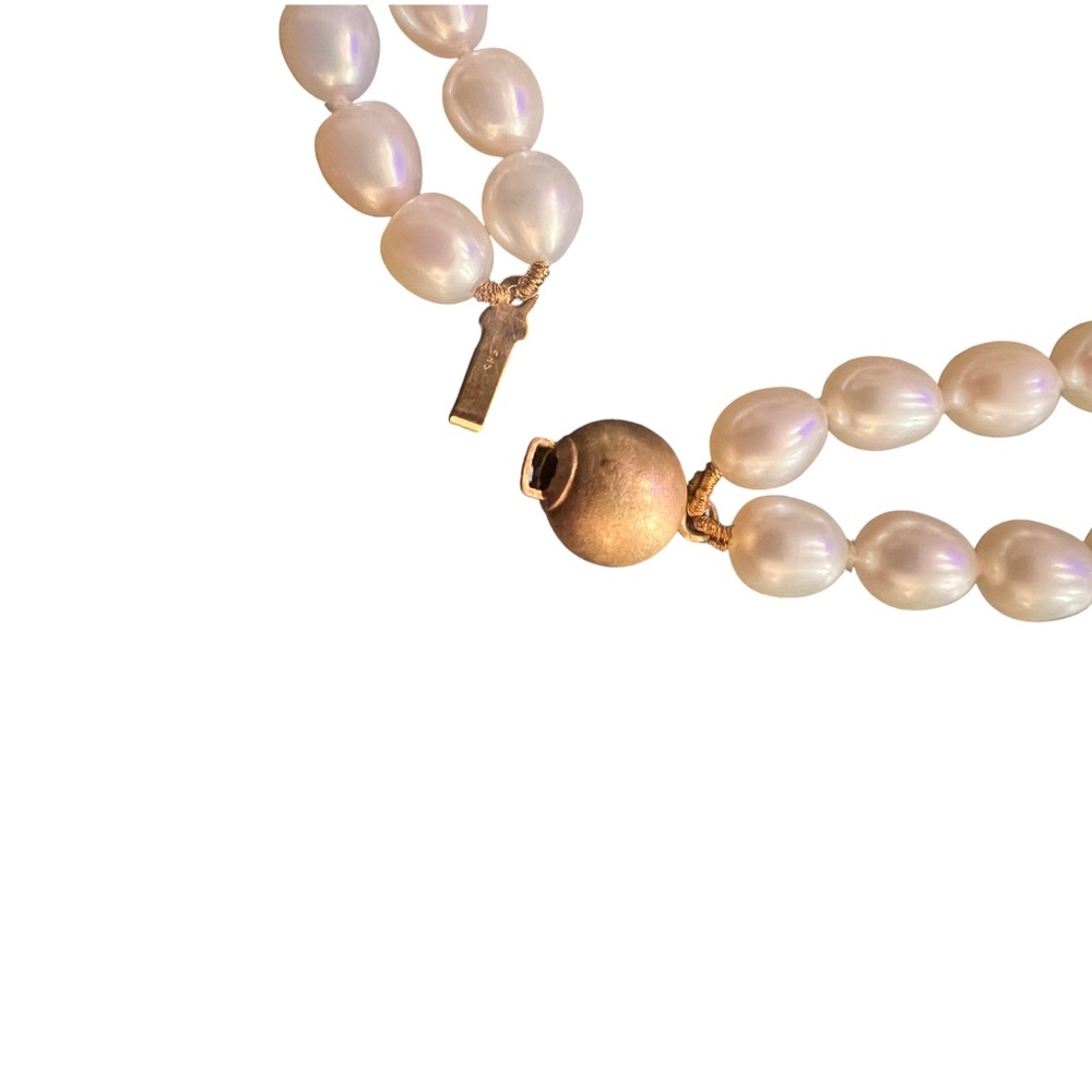Vintage Double-Strand Pearl Bracelet with 14K Gold Box Clasp & Spacers, 7” - Picture 7 of 11